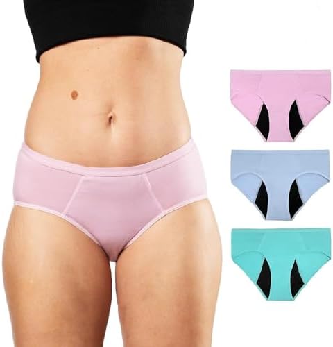 Bambody Absorbent Brief, Super Comfy Period Underwear for Women (Pink Blue Green)
