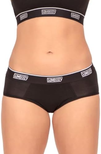 Bambody Leak Proof Hipster: Sporty Period Panties for Women and Teens (Black)